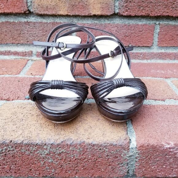 Bally ‘Jael’ Chocolate Brown Strappy Heeled Sandals Wrap Ankle Strap 6.5 - Picture 13 of 16
